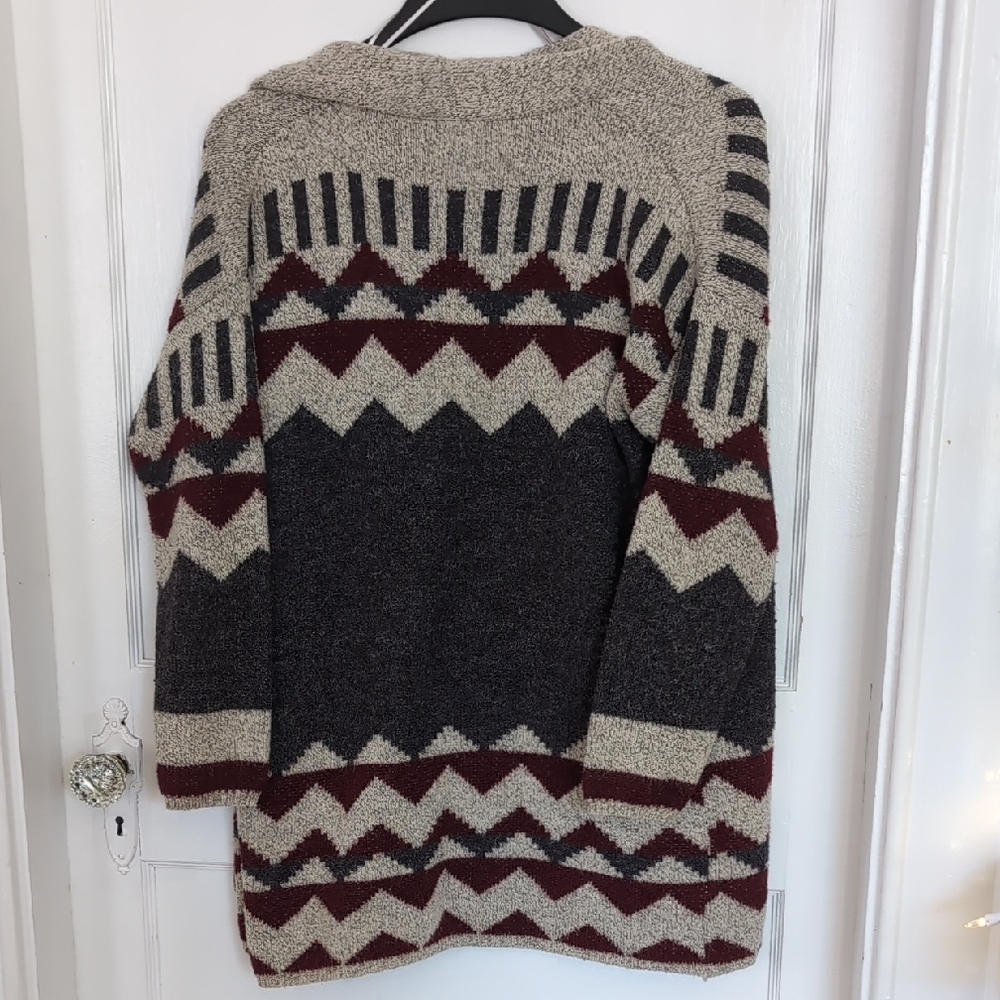 Geometric Patterned Women's Sweater - Black, Cream, Brown